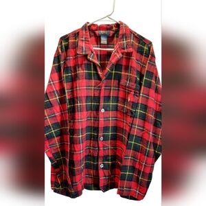 Polo Ralph Lauren Sleep Shirt Mens Medium Red Plaid Button-Up Preppy Flannel